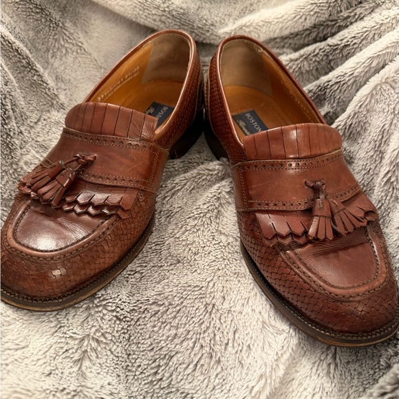 Vintage Bostonian Woven Leather Tassel Loafers Made in Italy Size 8